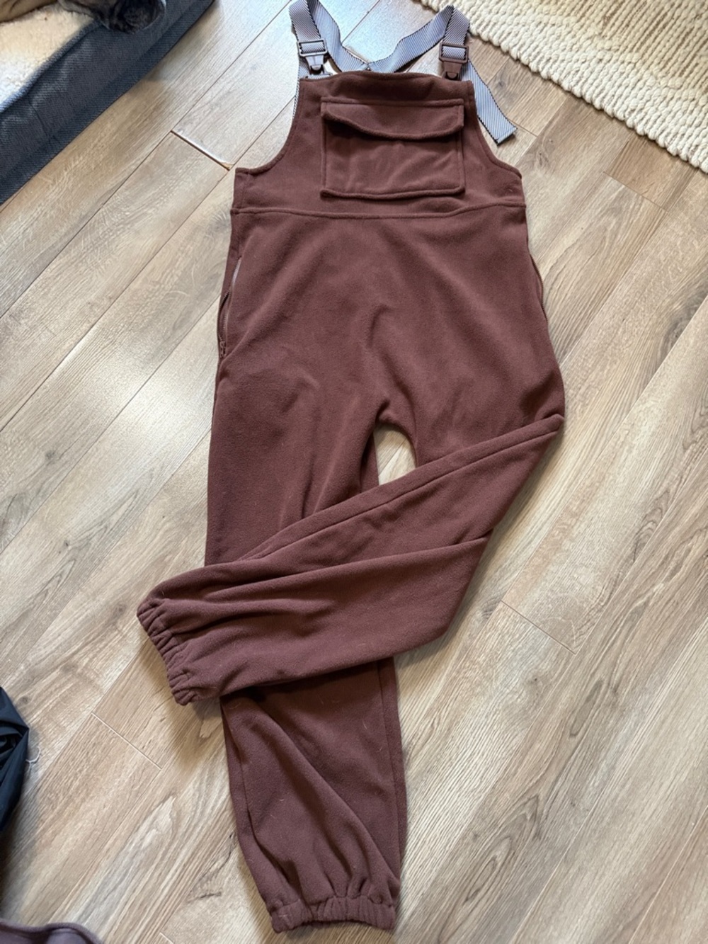 Brown Women's Fleece Overalls Jumpsuit